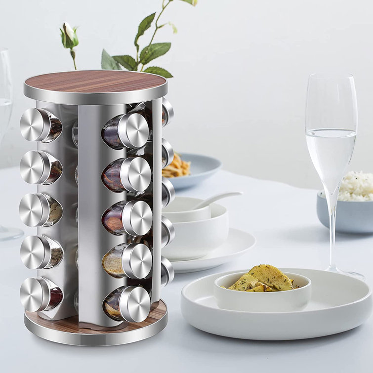 Free standing Stainless Steel Spice Jar Rack Set